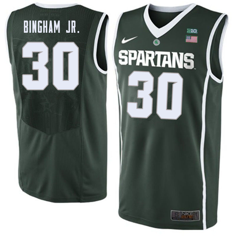 Men #30 Marcus Bingham Jr. Michigan State Spartans College Basketball Jerseys Sale-Dark Green